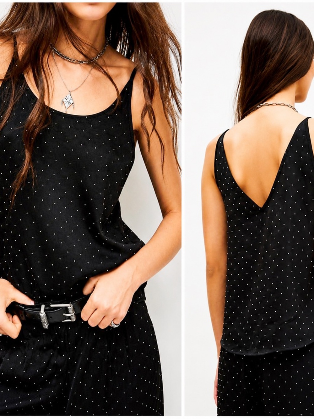 ba&sh Digue Satin Metallic Polka Dot Camisole Top M